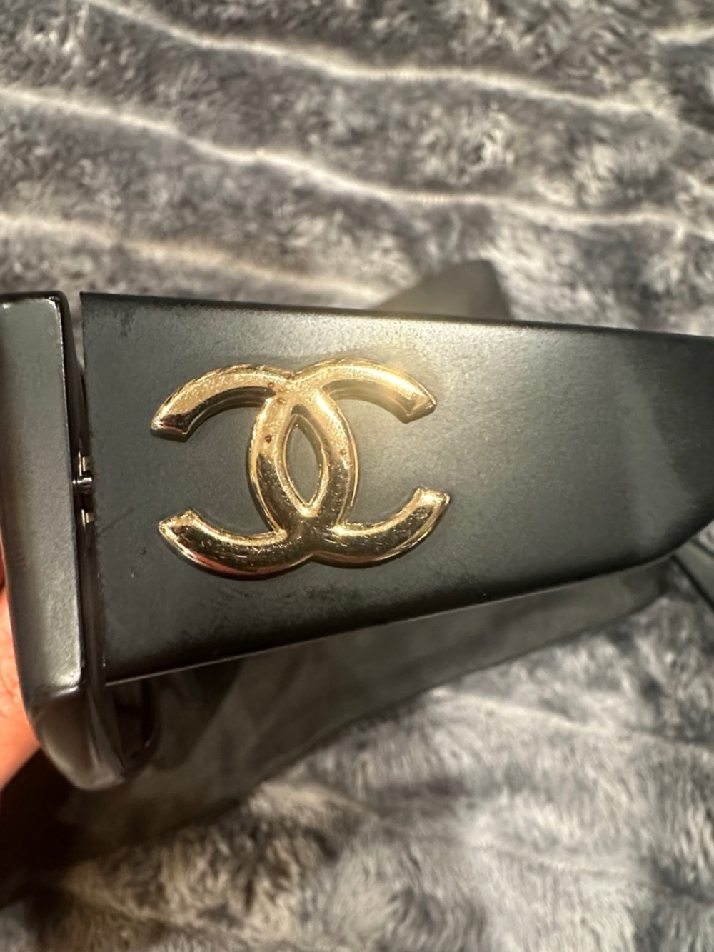Vintage Chanel Matte Black Oversized Women's Sunglasses 01451 90405